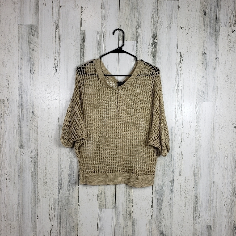 Dots tan knit oversized cover up top size small